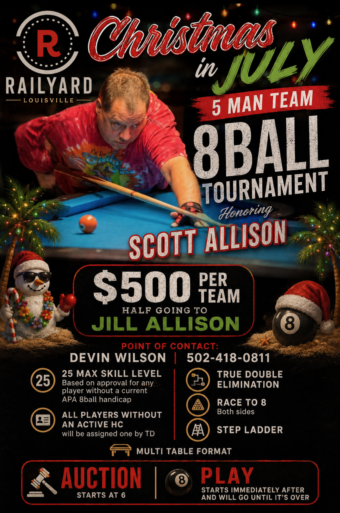 Christmas In July for Scott Allison Tourney Poster